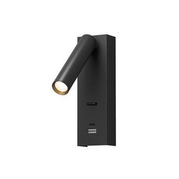 Накладной светильник-бра   3W Белый теплый DENKIRS CHARGELUX DK5090-BK 220V IP20 с  USB-A и USB-C черный