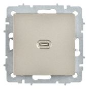 Розетка встраиваемая USB IEK BRITE C 65Вт BR-U13-065-K37 РЮ12-1-БрШ шампань