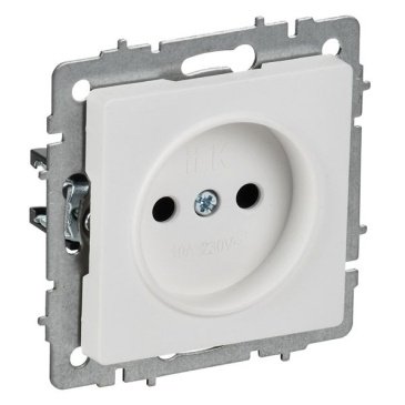 Штепсельная розетка встраиваемая IEK BRITE 10А BR-R10-10-K91 РС10-1-0-БрАБ без з/к и без шторк арктический белый