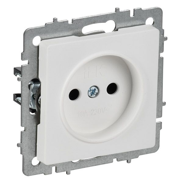 Штепсельная розетка встраиваемая IEK BRITE 10А BR-R10-10-K91 РС10-1-0-БрАБ без з/к и без шторк арктический белый