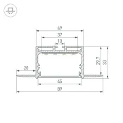 алюминиевый профиль LINIA45-FANTOM-2000 ANOD 059412