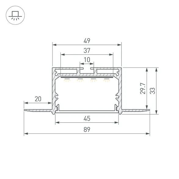 алюминиевый профиль LINIA45-FANTOM-2000 ANOD 059412 алюминиевый профиль LINIA45-FANTOM-2000 ANOD 059412