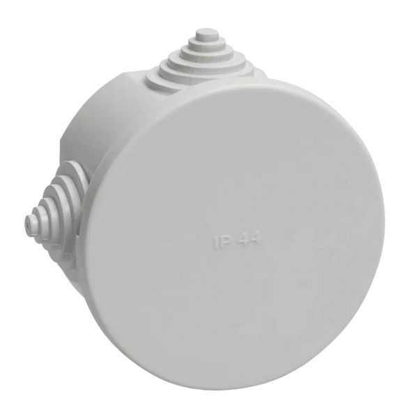 Коробка распаячная КМ41237 для открытой проводки D=75х40мм IP44 4 гермоввода серая UKO11-075-040-000-K41-44 IEK
