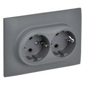 Штепсельная розетка встраиваемая двойная IEK SKANDY 16А SK-R24-16-K03-F SK-R07Gr с з/к с з/ш в сборе серый Штепсельная розетка встраиваемая двойная IEK SKANDY 16А SK-R24-16-K03-F SK-R07Gr с з/к с з/ш в сборе серый