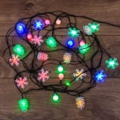 гирлянда фигурная  3W Шарики-Снежинки-Елочки RGB 303-064, 30 LED МУЛЬТИКОЛОР, 4,4 метра с контроллером