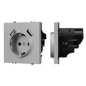 Штепсельная розетка встраиваемая Arlight SCT-NOBE-MUAA-SFPL-IS 16А 059443 с/з и USB тип A+A никель