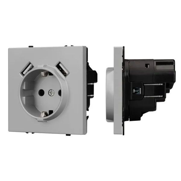 Штепсельная розетка встраиваемая Arlight SCT-NOBE-MUAA-SFPL-IS 16А 059443 с/з и USB тип A+A никель