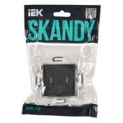 Выключатель встраиваемый двухклавишный с подсветкой IEK SKANDY SK-V20-1-10-K48 SK-V09T титан