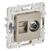 Розетка встраиваемая комбинированная IEK SKANDY SK-AK20-1-K37 SK-A14Sh TV+RJ45 кат.5E шампань