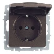 Штепсельная розетка встраиваемая IEK BRITE 16А BR-R16-16-44-K45 РСбш10-3-44-БрТБ с з/к и шторками с кышкой бронза IP44