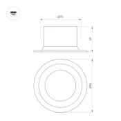 Встраиваемый светильник   8W Белый теплый 054707 MS-DROP-BUILT-R84 Warm3000 (BK, 85 deg, 230V) IP54  круглый черный