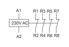 Контактор 25A 220V ST25-04 контакт 4NC, потребляемая мощность 4,0Вт, размер 2 модуля