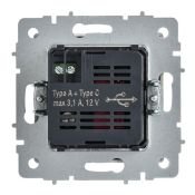 Розетка встраиваемая USB IEK BRITE A+C 18Вт BR-U22-018-K91 РЮ11-1-БрАБ арктический белый