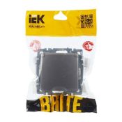 Штепсельная розетка встраиваемая IEK BRITE 16А BR-R16-16-44-K46 РСбш10-3-44-БрС с з/к и шторками с крышкой сталь IP44