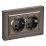 Штепсельная розетка встраиваемая двойная IEK BRITE 16А BR-R27-16-K45-F РСПл12-3-БрТБ с з/к без з/ш в сборе плоская бронза