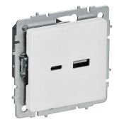 Розетка встраиваемая USB IEK BRITE A+C 18Вт BR-U22-018-K91 РЮ11-1-БрАБ арктический белый