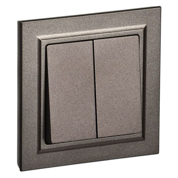 Выключатель встраиваемый двухклавишный IEK BRITE BR-V20-0-10-K45-F ВСР10-2-0-БрТБ в сборе бронза