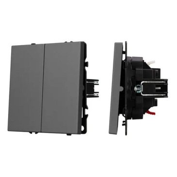 Выключатель встраиваемый двухклавишный непроходной Arlight 054254(1) SWT-MK02-SFPL-GR серый