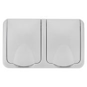 Блок горизонтальный 2 розетки Mini OG KR-78-0806 с/з серый IP54 KRANZ