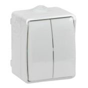 Выключатель двухклавишный EVS20-K01-10-54-DC ФОРС ВС20-2-0-ФБ белый IP54 IEK
