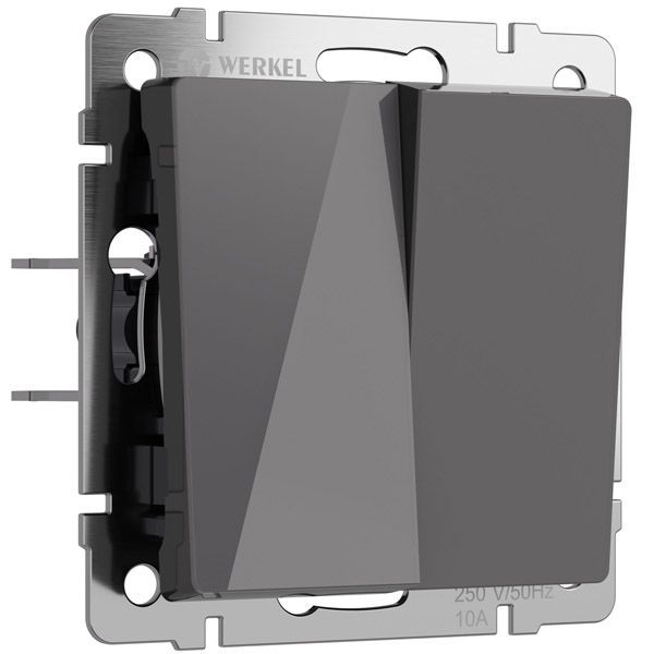 Выключатель встраиваемый двухклавишный перекрестный WERKEL W1123044 графит акрил