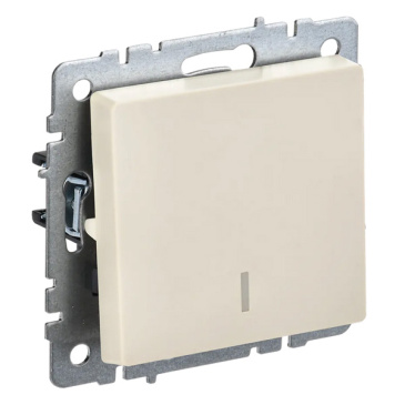 Выключатель встраиваемый одноклавишный с подсветкой IEK BRITE BR-V10-1-10-K10 ВС10-1-1-БрКр бежевый