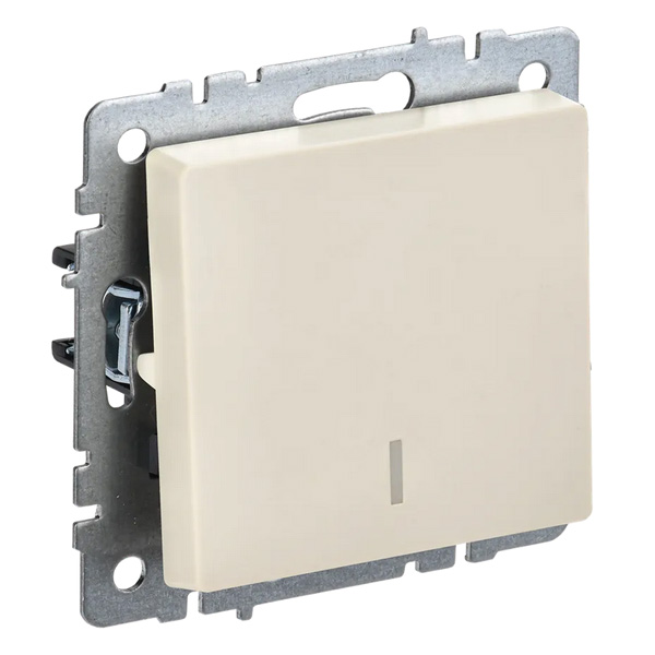 Выключатель встраиваемый одноклавишный с подсветкой IEK BRITE BR-V10-1-10-K10 ВС10-1-1-БрКр бежевый