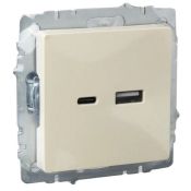 Розетка встраиваемая USB IEK BRITE A+C 18Вт BR-U22-018-K10 РЮ11-1-БрКр бежевый