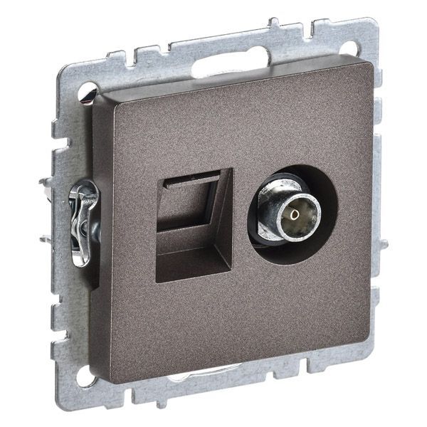Розетка встраиваемая комбинированная IEK BRITE BR-AK20-1-K45 РТВ/РК12-БрТБ TV+RJ45 кат.5E бронза