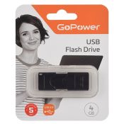 Флеш-накопитель GoPower SLIDER  4GB USB2.0 пластик черный матовый