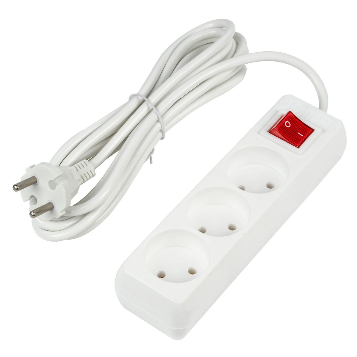 удлинитель без заземления и выключателем Uniel UL-00009995 S-CU3-3B WHITE 3м Ultra