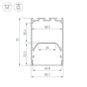 алюминиевый профиль LINE-S-5075-2500 ANOD 041845