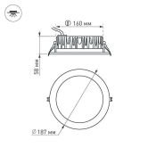 Встраиваемый светильник  21W Белый теплый  021069 LTD-187WH-FROST-21W 220V IP44 круглый белый