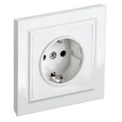 УДАЛЕНО Штепсельная розетка встраиваемая IEK BRITE 16А BR-R14-16-K01-F РСР14-1-0-БрБ с з/к и шторками в сборе белый Уценка!!!