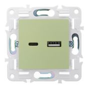 Розетка встраиваемая USB IEK SKANDY A+C 3,1А SK-U22-D31-K06 SK-R14G мятный