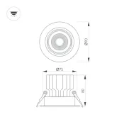 Встраиваемый светильник  12W Белый дневной 057758 MS-VORTEX-BUILT-R90 (WH-WH, 40 deg, 230V) IP20 поворотный круглый белый