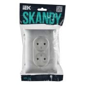 Штепсельная розетка встраиваемая двойная IEK SKANDY 10А SK-R20-10-K23-F SK-R10S без з/к без шторок в сборе серебряный