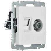 Розетка встраиваемая комбинированная IEK BRITE BR-AK20-1-K01 РТВ/РК12-БрБ TV+RJ45 кат.5E белый