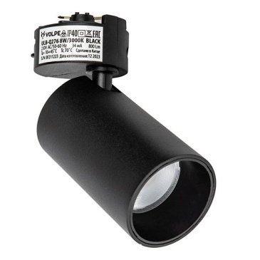 Трековый светильник однофазный  8W Белый теплый ULB-Q276 8W-3000К BLACK 24deg на шинопровод черныйй UL-00011816 Volpe