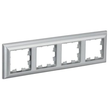 Рамка пластик 4 поста IEK BRITE BR-M42-12-K47 РУ-4-Бр алюм./алюминий