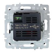 Розетка встраиваемая USB IEK BRITE A+C 18Вт BR-U22-018-K47 РЮ11-1-БрА алюминий