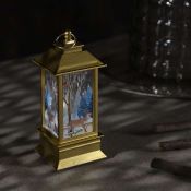 фигурка  светодиодная &quot;Фонарь с оленем&quot; золото 5.5х13х5.5 см, пластик, батарейки LR44х3, свечение тёплое белое