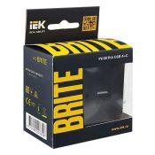 Розетка встраиваемая USB IEK BRITE A+C 18Вт BR-U22-018-K02 РЮ11-1-БрЧ черный