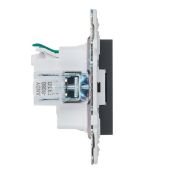 Штепсельная розетка встраиваемая IEK SKANDY 16А SK-R14-16-1-K53 SK-R06G с з/к и шторками безвинтовое крепление графит