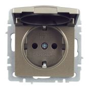 Штепсельная розетка встраиваемая IEK BRITE 16А BR-R16-16-K37 РСбш10-3-БрШ с з/к и шторками с крышкой шампань IP20