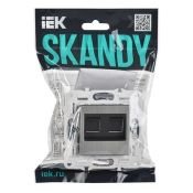 Розетка встраиваемая компьютерная двойная IEK SKANDY SK-K20-2-K50 SK-K04N RJ45 кат.6 металл никель