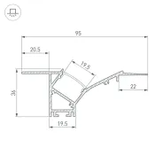 алюминиевый профиль FANTOM-W45-BEVEL-2000 WHITE  039949