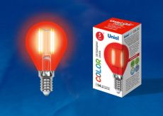 лампа декоративная шар  G45 Красный 5.0W UL-00002985 LED-G45-5W/RED/E14 GLA02RD