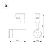 Трековый светильник  20W Белый теплый LGD-ZEUS-4TR-R88  BK 20-60deg на шинопровод черный 024628 Уценка!!! с витрины