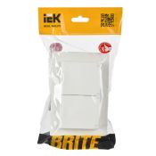 Штепсельная розетка встраиваемая двойная IEK BRITE 16А BR-R26-16-44-K01-F РСбш12-3-44-БрБ с крышкой в сборе белый IP44